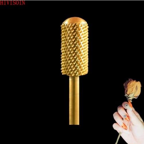 6PCS HIVISOIN Carbide Nail Drill Bit - Small Barrel Smooth Top Bit (Gold)-60030140