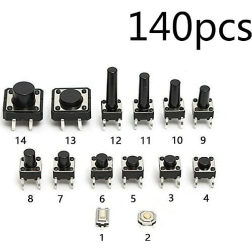 140PCS Tactile Push Button Switch Mini Momentary Tact Assortment Set DIY Tool Accessories Electrical Equipment