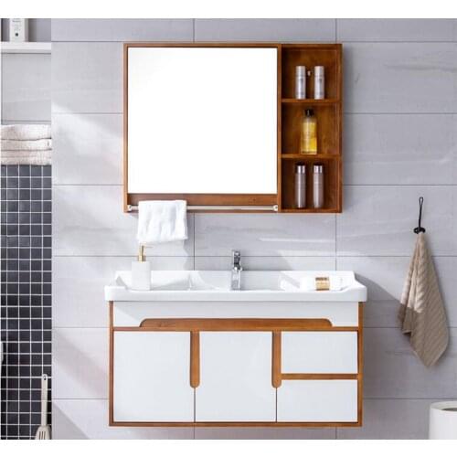 Bathroom simple modern oak bathroom cabinet combination wash basin basin bathroom solid wood sink floor-standing