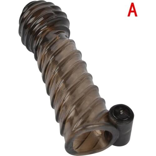 Vibrator Penis Sleeve Reusable Condom Delay Long Sleeve Crystal Spike Dildos Vibrating Penis Sleeves Sex Toys for Men