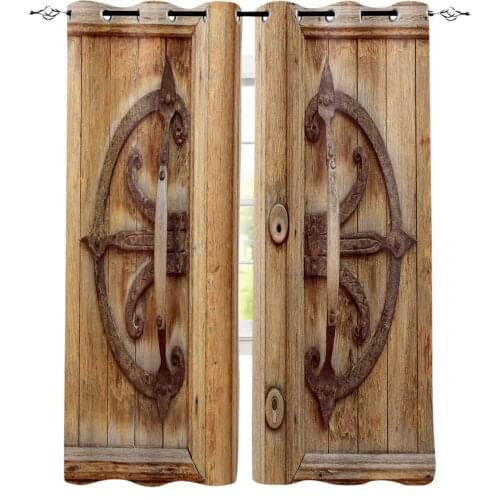 Vintage Wooden Door Doorway Modern Curtains for Living Room Bedroom Kitchen Curtains Drapes Window Treatments