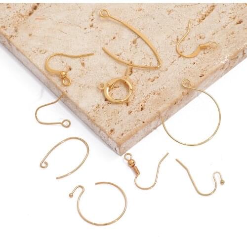 12-25mm 2Pcs 18K Copper Earring Components Hooks Twist Gold Bronze Ear Hook Clasps Earring Wires Findings For DIY Jewelry