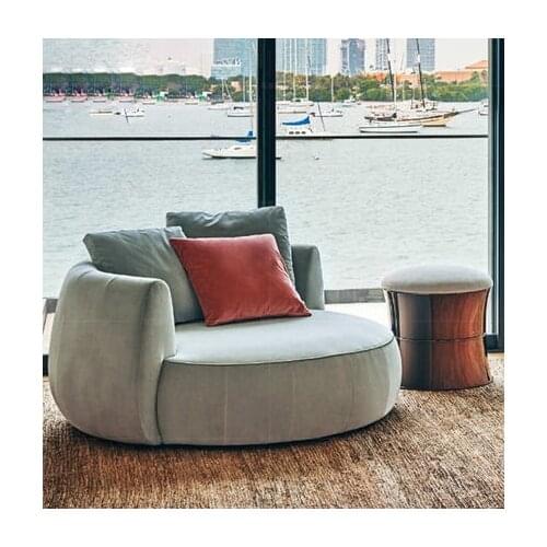 Chinafurniture modern light luxury fabric single sofa chair can rotate Hong Kong style simple leisure lazy sofa
