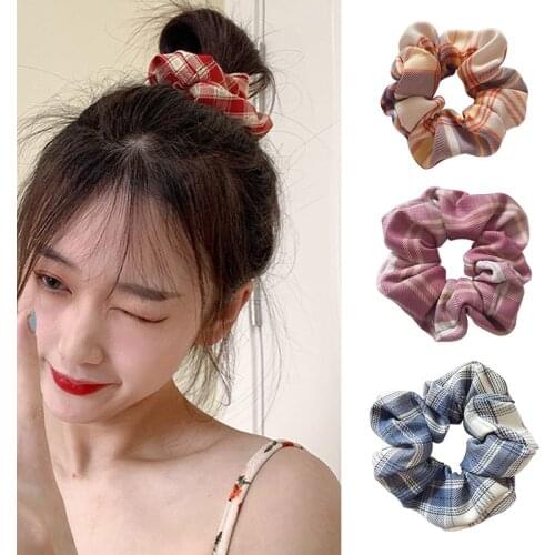 Womens Hair Ties Korean Trendy Headdress Elastic Hair Bands Retro Lattice Hair Accessories Elegant Handmade Hairband Hair Ropes
