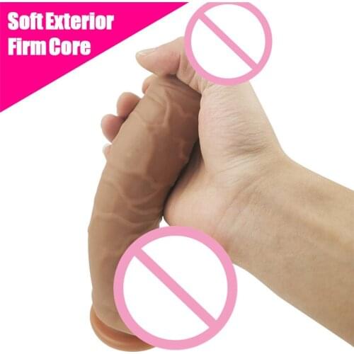 Liquid Silicone Realistic Dildo Big Dildos with Strong Suction Cup for Hand-Free Vagina G-spot Anal Simulate Sex Toy for Women