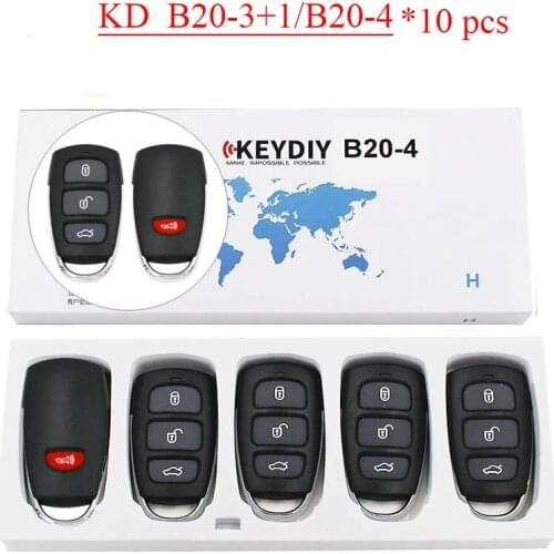 10pcs / lot B20-3+1 B20-4 Universal 3 Button Remote Control Key Smart Car Key Fob B Series for KD900 KD900+ URG200 Mini KD KD-X2