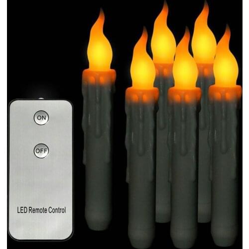 12pcs Remote control Led Flameless Taper Dipped wax Candle tealight candlestick w/Controller Wedding Xmas Home party decor-Amber