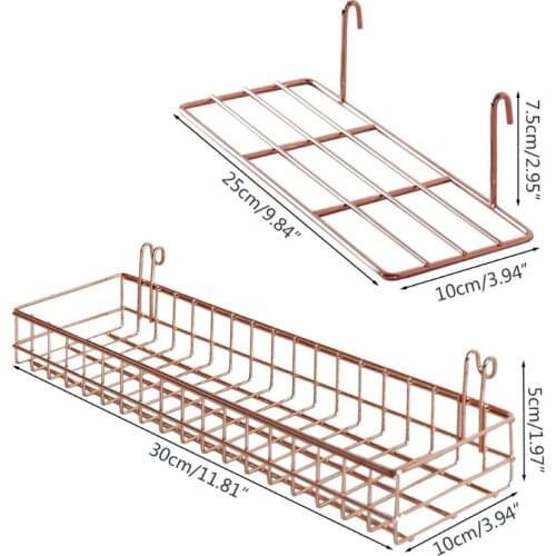 2pcs/set Grid Panel Wall Shelf Basket with Hook Bookshelf Display Storage Tray 77UD