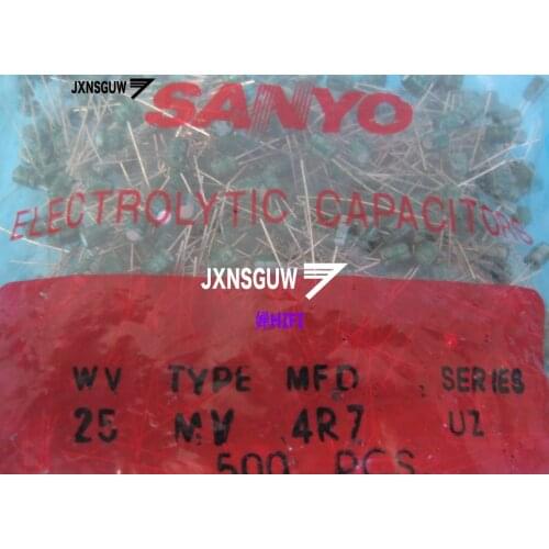 20PCS Original SANYO 25V4.7UF 4X5MM Green Aluminum electrolytic capacitors 4.7uF/25v 4.7UF 25V