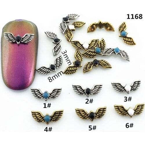 20pcs/pack Japan Alloy Nail Art Retro Painting Oil Eagle Wing Metal Accessories for Phototherapy Nail Sticker DIY