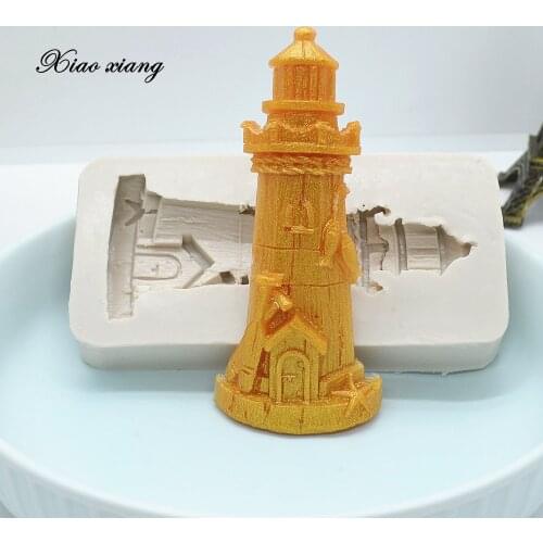 3D Tower Lighthouse Silicone Mold For Baking Fondant Cake Chocolate Lace Decoration DIY Pastry Fondant Mold Kitchen Tools M1811