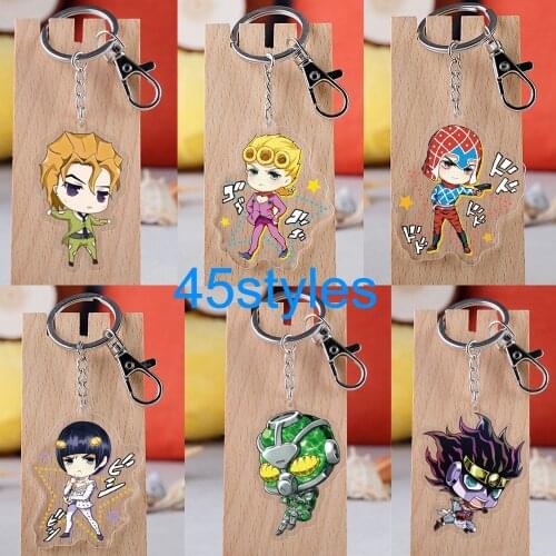 5pcs JoJos Bizarre Adventure Jonathan Joestar Dio Brando Erina Kujo Figure pendant Fashion keychain toys key ring bags Charms