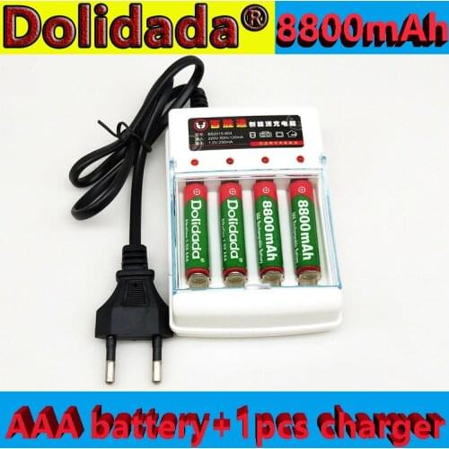 Dolidada New AAA battery 1.5V 8800mAh rechargeable battery for Remote Control Toy light Battery+1pcs 4-cell battery charger