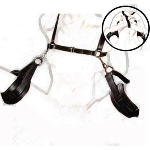 CamaTech Thigh Sling Spreader Restraints Straps PU Leather Open Legs Belt Bondage Harness with Wrist Cuffs BDSM Sex Position Aid