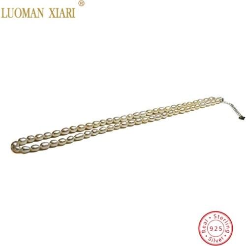 Top AAA 100% Natural Pearl Necklace Real Sterling 925 Silver Snap Hook Extension Chain For Women Girl friend Gift 5-6mm 41cm