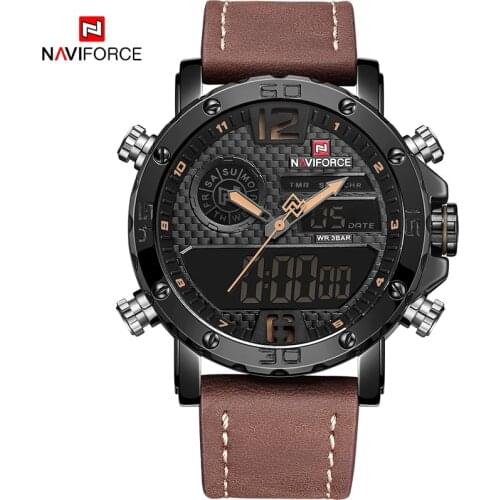 NAVIFORCE Fashion Luxury Watches For Mens LED Digital Leather Sports Man Clock Military Waterproof Male Watch Relogio Masculino