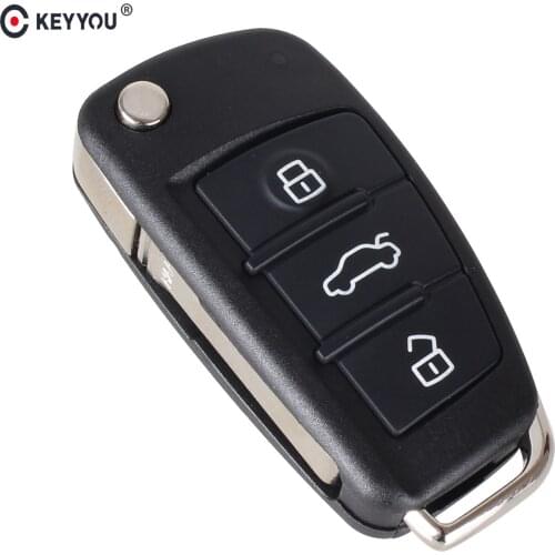 KEYYOU 10X 3 Buttons Filp Folding Key Remote Case Shell For Audi A6 A2 A3 A4 A6L A8 TT free shipping