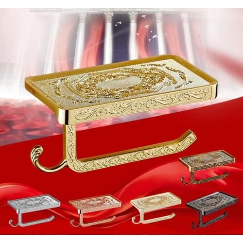 Gloden White Antique Brass Finish Solid zinc alloy toilet paper holder bathroom mobile holder WC rod toilet paper holder