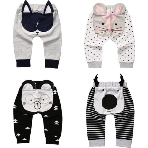 Lovely Infant Baby Pants 4 Color Cute 4 Cartoon Animal Pattern Lucky Children Kids Clothes