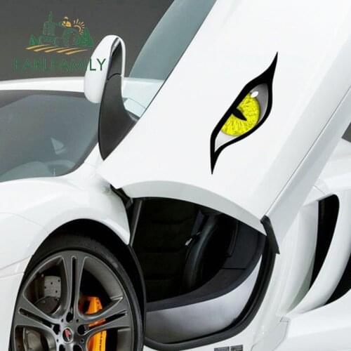 EARLFAMILY 43cm x 31.4cm for Evil Yellow Eyes Decal Creativite Car Sticker Occlusion Scratch Decor Refrigerator Vinyl Car Wrap