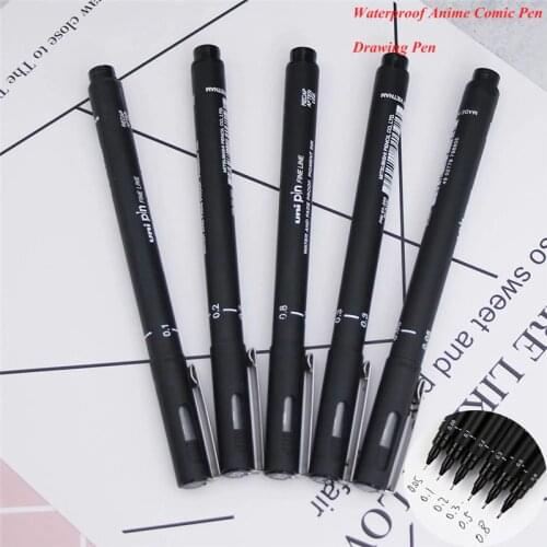 6 Sizes Fineliner Pigma Micron Drawing Pen 005 01 02 03 05 08 Waterproof Anime Comic Pen Not Blooming Durable Art Markers