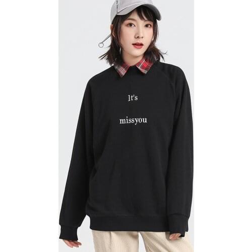 Jvzkass 2019 new spring irregular round neck female fashion pullover raglan sleeves wild small fresh loose Sweatshirt Z304