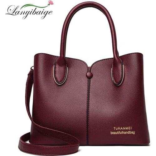 LANYIBAIGE Designer Leather Ladies Handbags High Quality Business Style Retro Shoulder Bag Female Large Capacity Messenger Bag