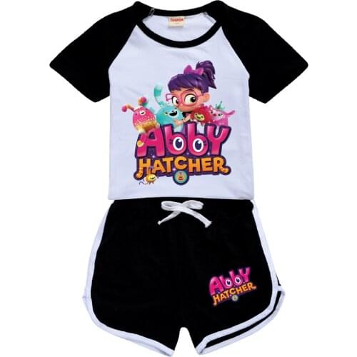 2021 Summer Kids Clothes Sets Girls Abby Hatcher Short Sleeve T-shirt + Pants Sportwear Cartoon Tracksuit Childrens Outfits
