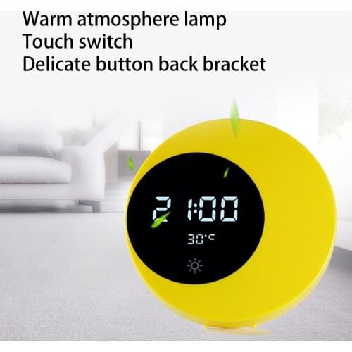 Multifunction Alarm Moon Phase Clock Rechargeable Half Moon Lamp With Touch Switch And 4 Built-In Songs