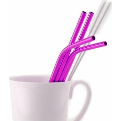 Reusable Metal Straws Set 304 Stainless Steel 1/2/4/6 Sets Straight Bent Drinking Straw For 30 oz Cleaning Brush Drop Shipping