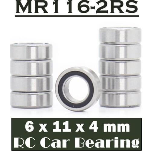 MR116RS Bearing 10PCS 6x11x4 mm ABEC-3 Hobby Electric RC Car Truck MR116 RS 2RS Ball Bearings MR116-2RS Black Sealed