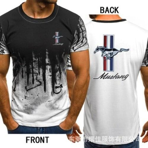 Mens Short Sleeve for Mustang Car Logo Mens T-shirt Summer casual Cotton Gradient T shirts Fashion Hip Hop Harajuku Male Brand