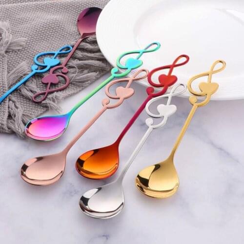 Musical Note Coffee Spoons Stainless Steel Tea Stirring Spoons Sugar Ice Cream Mug Dessert Spoon Drink Tableware for Bar Party