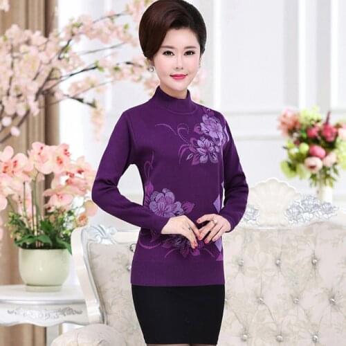 2020 New Mother Pullovers Fall Winter Long Sleeve Turtleneck Sweater Slim Bottom Shirt Top Women Knitted Jumper DA382