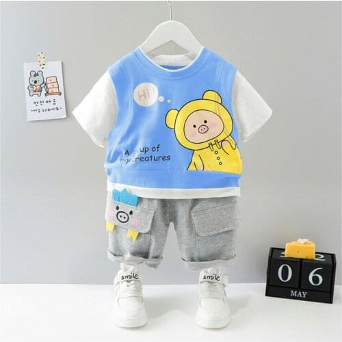 0-5 Years Summer Girl Clothing Set 2021 New Casual Fashion Cartoon Active T-Shirt+ Pant Kid Children Baby Toddler