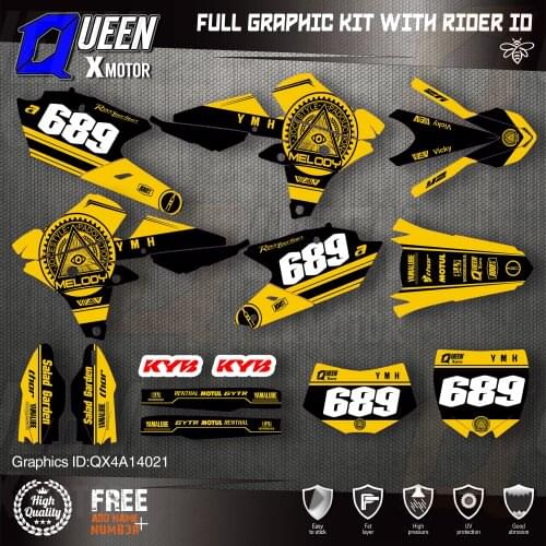 QUEEN X MOTOR Custom Team Graphics Backgrounds Decals 3M Stickers Kit For YAMAHA 14-18YZ250F 15-18YZ250FX WRF250 14-17YZ450F 021