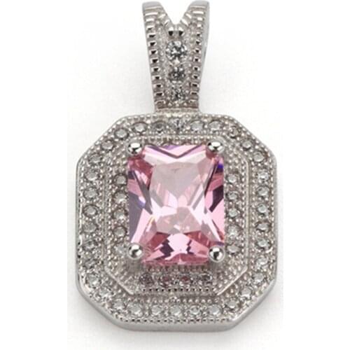 Fleure Esme Luxury Shinning Wedding Jewelry & Accessories christmas pendants for women Pink Cubic Zirconia Rhodium Plated R3240