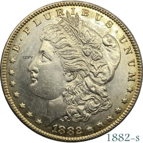 United States 1882 S morgan Coin Cupronickel Plated Silver Morgan Silver Dollor Coin