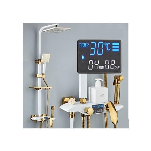 Thermostatic Shower Faucet LED digital display shower faucet set wall mounted shower faucet shower system rainfall shower head