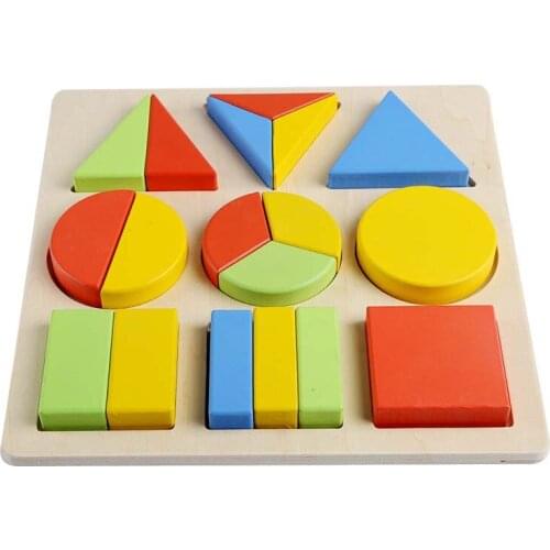 Creative Wooden Geometric Shapes Montessori Puzzle Sorting Math Bricks Preschool Learning Educational Game Baby Toddler Toys