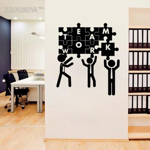 Vinyl Wall Decal Sticker Teamwork Office Worker Puzzles Job Stickers DIY Home Decor Art Mural JG4114