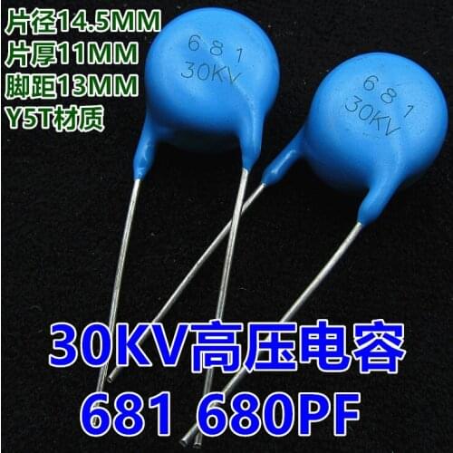 High voltage ceramic dielectric let ultrahigh pressure ceramic chip capacitor 681 30 kv 681 30KV In Stock