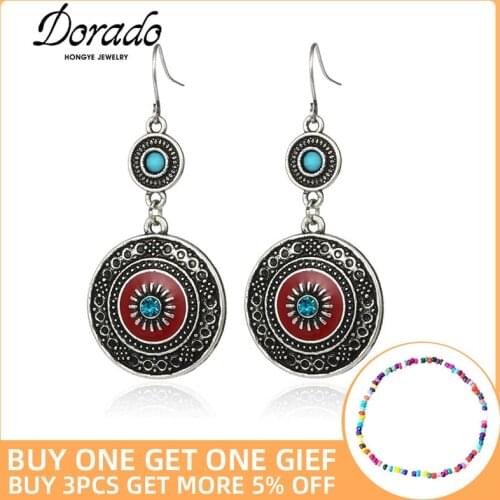 Long Round Drop Earrings For Women Vintage Retro New Alloy Female Pendant Earring Fashion Jewelry boucle d'oreille femme 2021