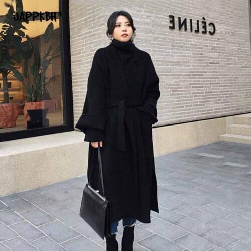 Women Wool Blends Jackets Female Long Coats Solid Windbreaker Autumn Spring Lady Slim Fit Outwears Fashion Vintage Winter Jacket
