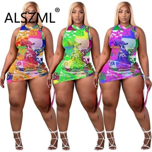 European New Women Skirt Set Sleeveless Serpentine Print Summer 2 Pieces Matching Set Outfits