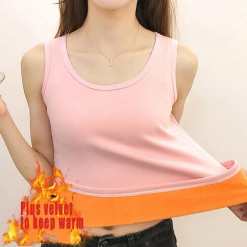 Winter Thermal Velvet Camis Top Female Warm Tank Tops Women Sleeveless Solid Slim Bottoming Vest
