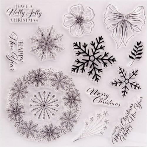 1pc Snowflake Transparent Clear Silicone Stamp Seal DIY Scrapbook Rubber Stamping Coloring Embossing Diary Decoration Reusable