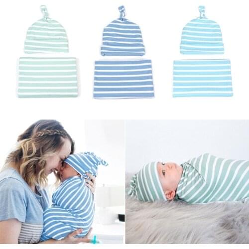 2Pcs/Set Newborn Baby Receiving Blanket Headband/Hat Cotton Sleeping Bag Toddler Infant Swaddle Wrap Towel
