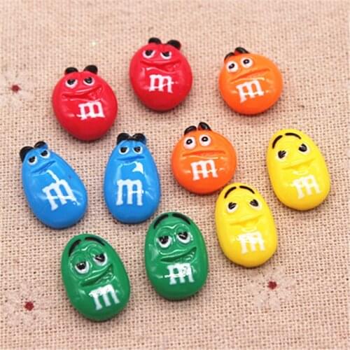20pcs Mix Colors Emoticon Resin Chocolate Beans M Flatback Cabochon DIY Hair Clip Craft Scrapbook