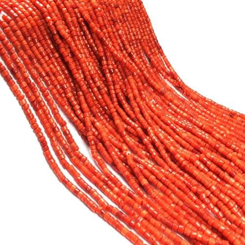 2020 New Hot Sale Red Small Cylindrical Coral Beads Charms Beads Size 3x4mm Best Gifts for Making DIY Jewelry Necklace